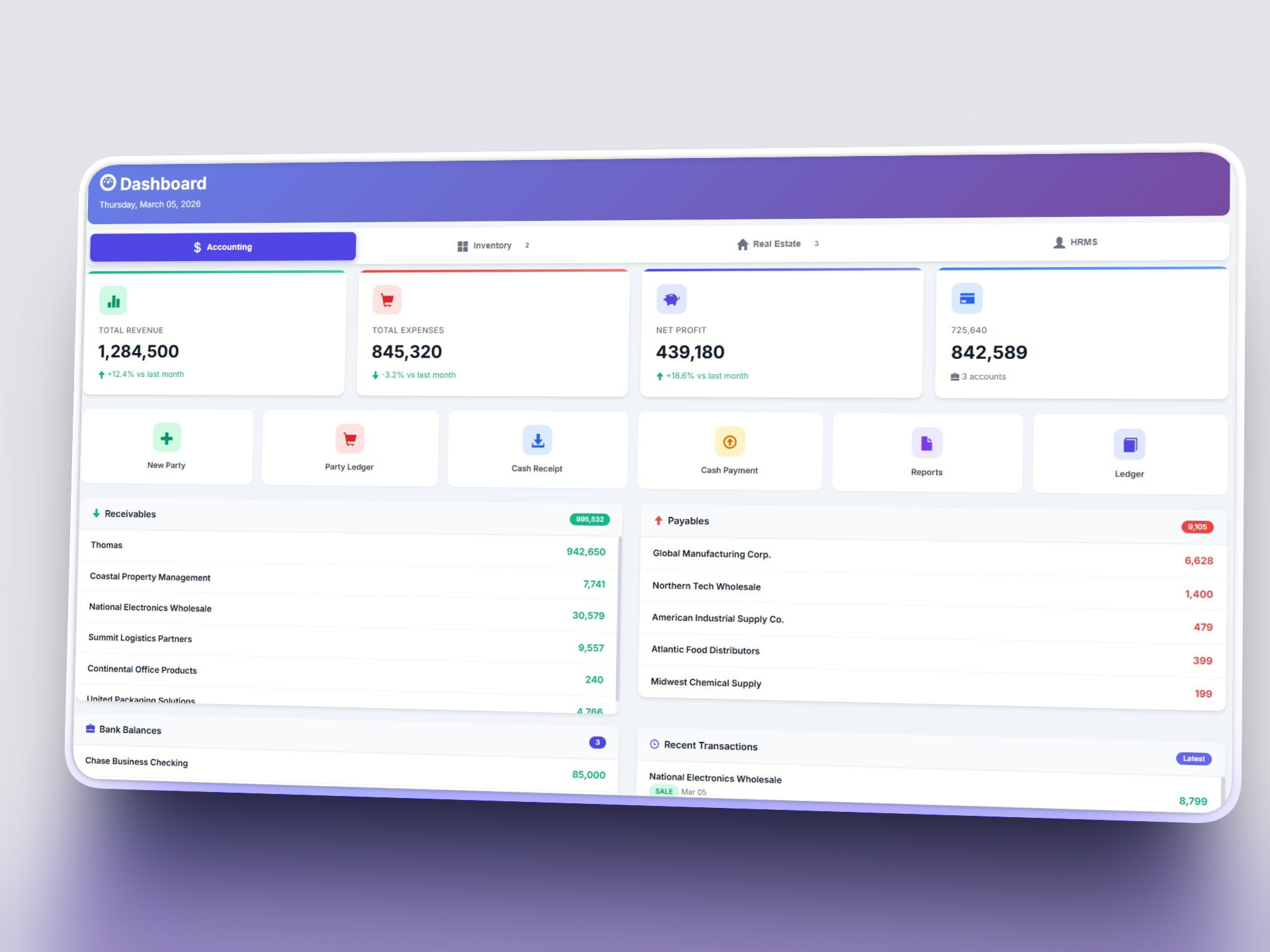 Finance & Accounting Dashboard